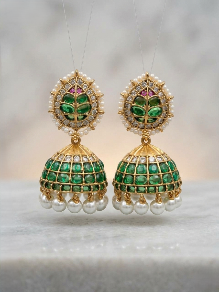 Ruby Kundan Dome Jhumka