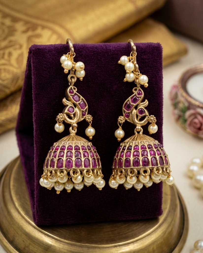 Peacock Jhumka Earrings