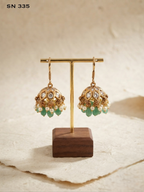 Antique Gold Jhumka Earrings with Bead Tassels