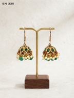 Antique Gold Jhumka Earrings with Bead Tassels
