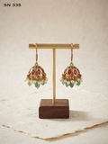 Antique Gold Jhumka Earrings with Bead Tassels