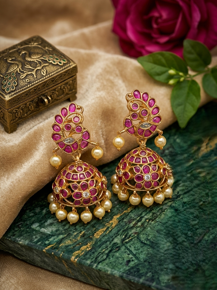 Peacock Floral Jhumka