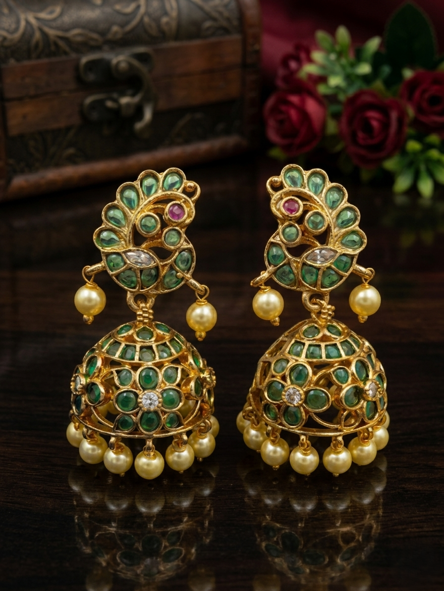 Peacock Floral Jhumka