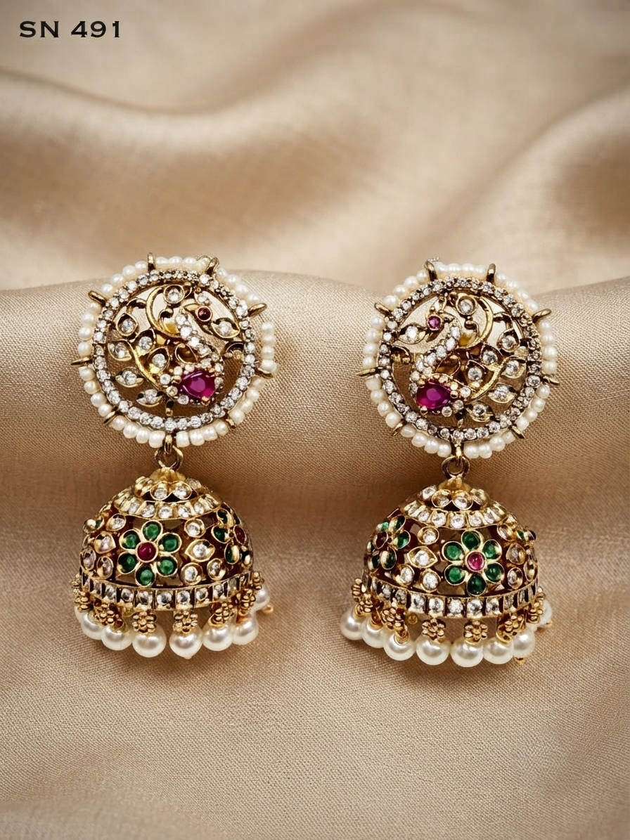 Peacock Dome Jhumka Earrings