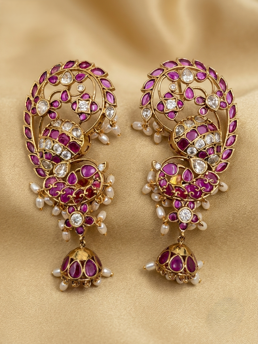 Kemp vine long jhumka earrings