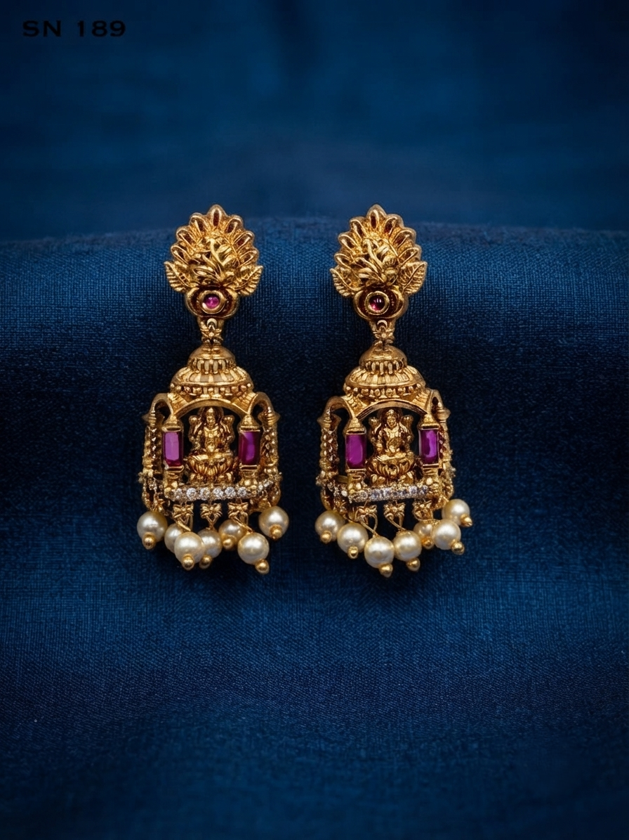 Lakshmi Temple Jhumka Earrings