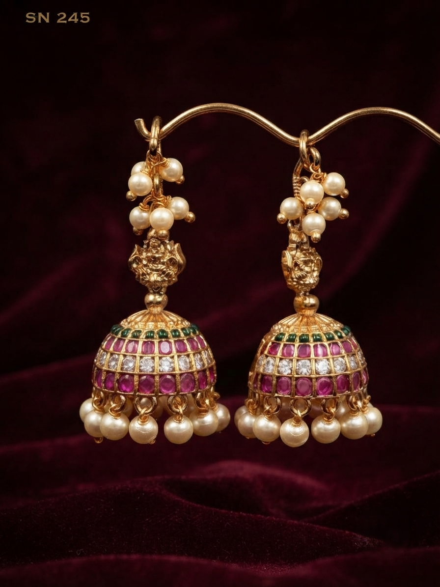 Ruby Stone Dome Jhumka