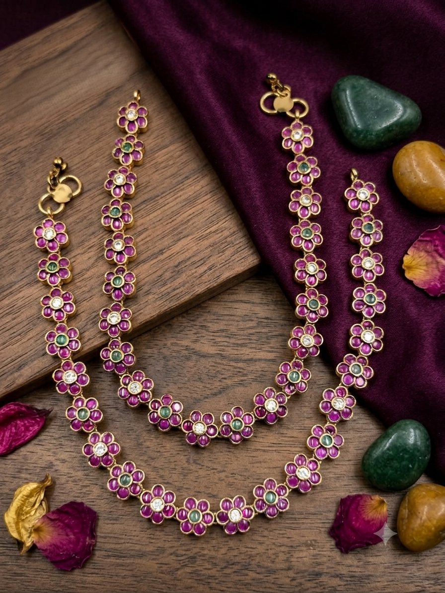 Floral Delight Gold-Toned  Anklets
