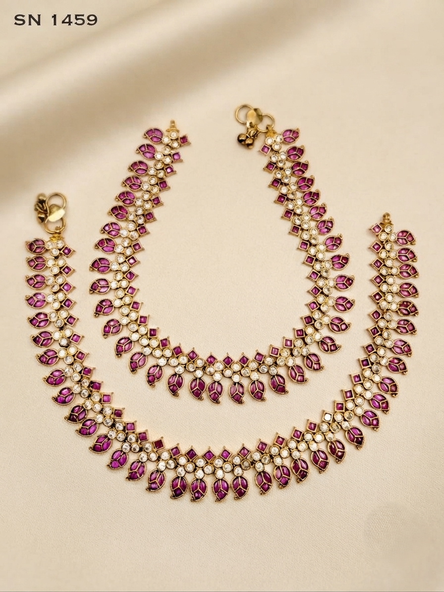 Mango Leaf Bridal Anklets (Payal)