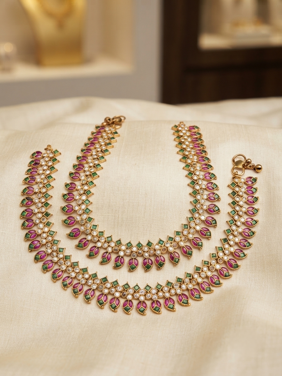 Mango Leaf Bridal Anklets (Payal)