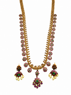 Floral kemp long haram necklace set