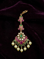 Kundan & Ruby Stone Maang Tikka
