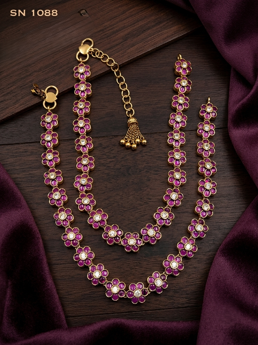 Floral Delight Gold-Toned  Anklets