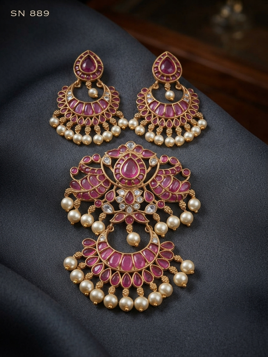 Chandbali Pendant with Matching Earrings