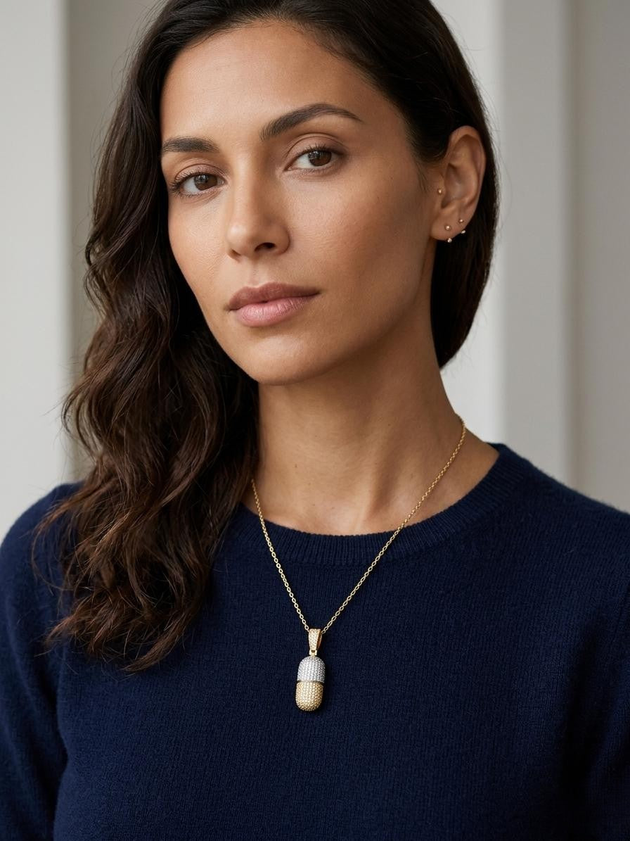CZ Capsule Pendant Necklace