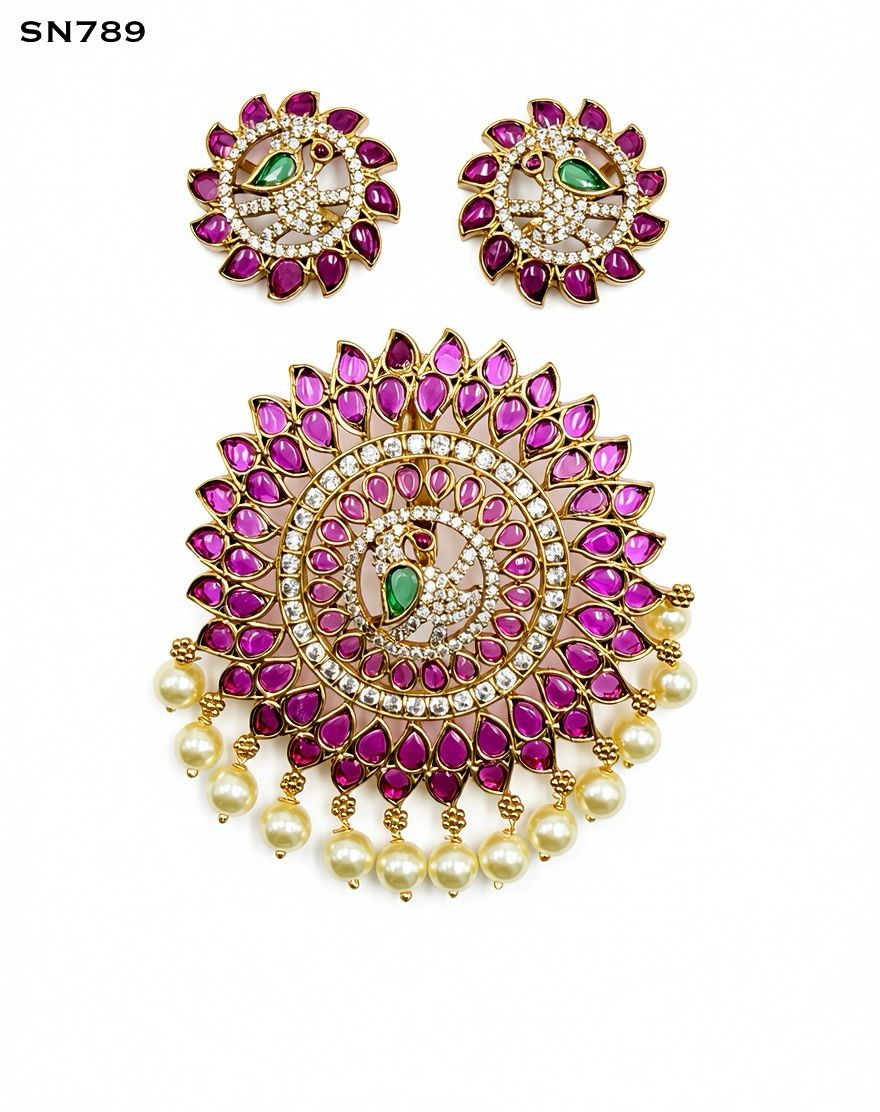 Grand Peacock  Pendant & Earrings Set