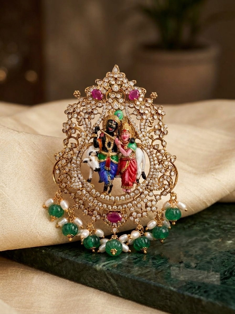 Divine Radha Krishna Temple Pendant