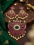 Floral Crescent Temple Pendant & Earring Set