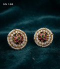 Kundan Floral Pearl Stud Earrings