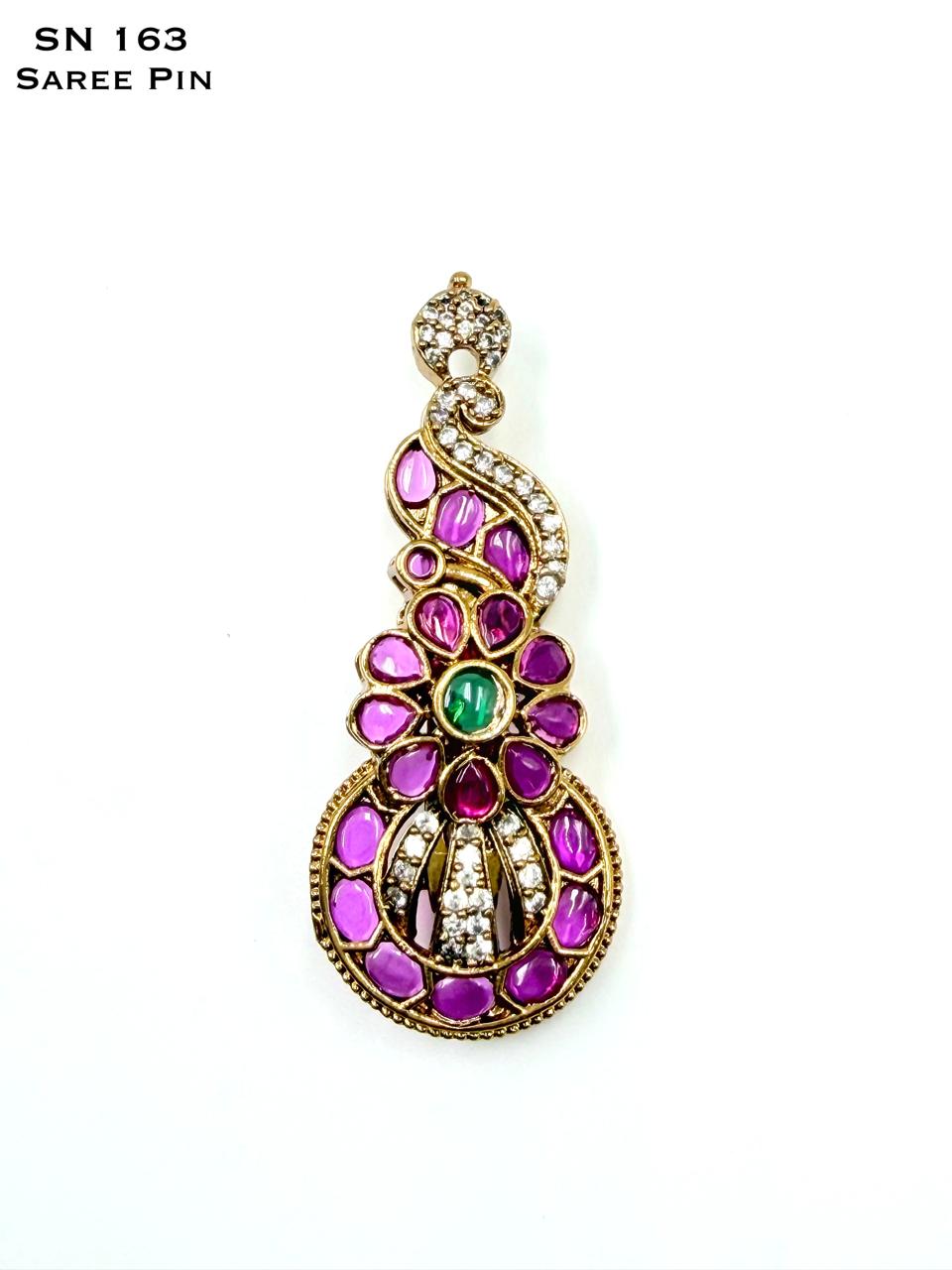 Ruby & Emerald  Saree Pin