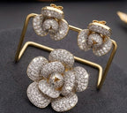 Camellia Flower Ring & Stud Earrings Set