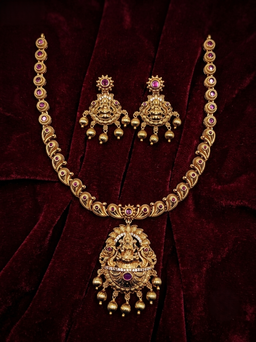 Lakshmi Temple Necklace Set (SN 491)