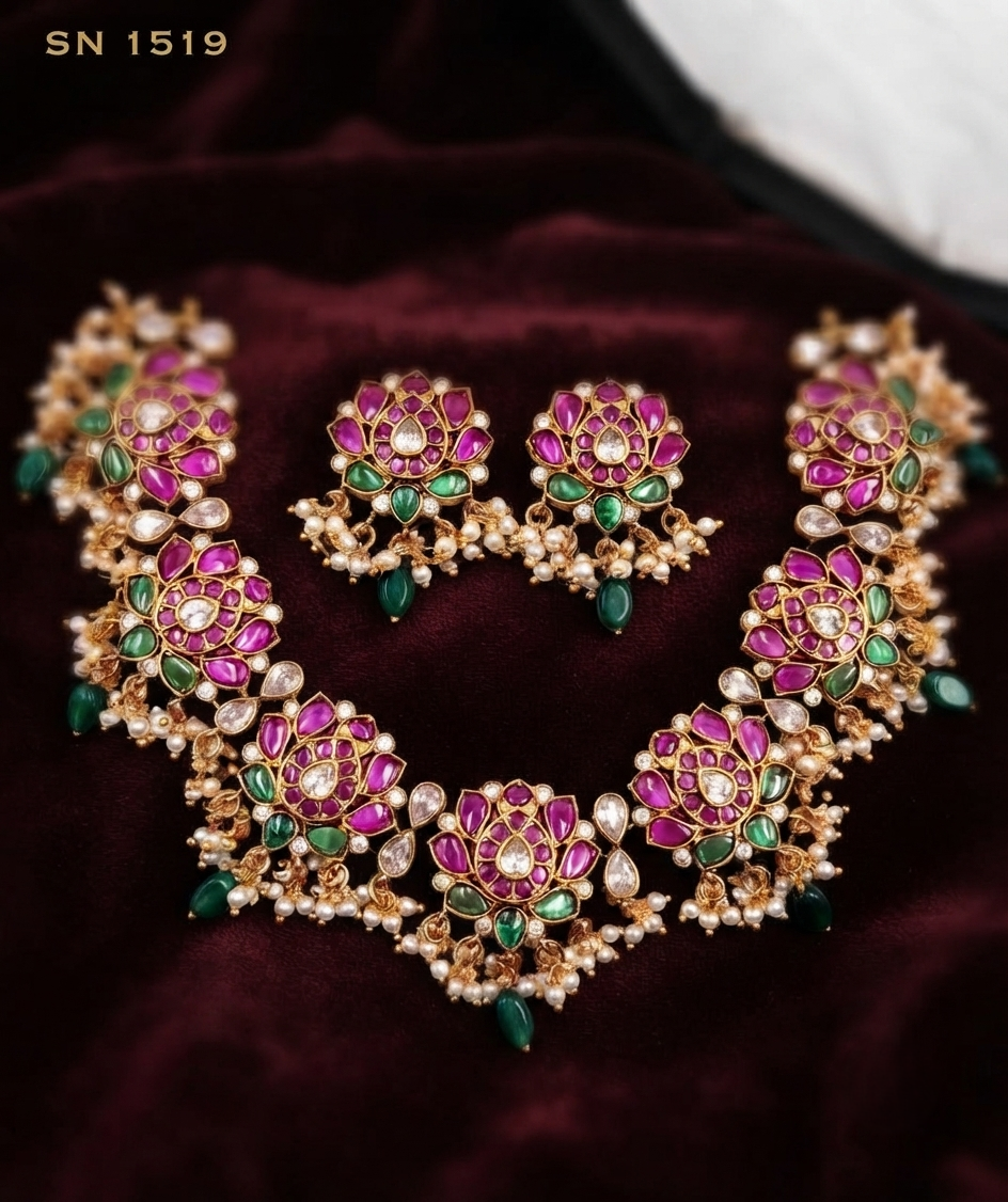Lotus Floral  Necklace Set