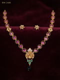 Lakshmi Devi Pendant Necklace with Floral Studs