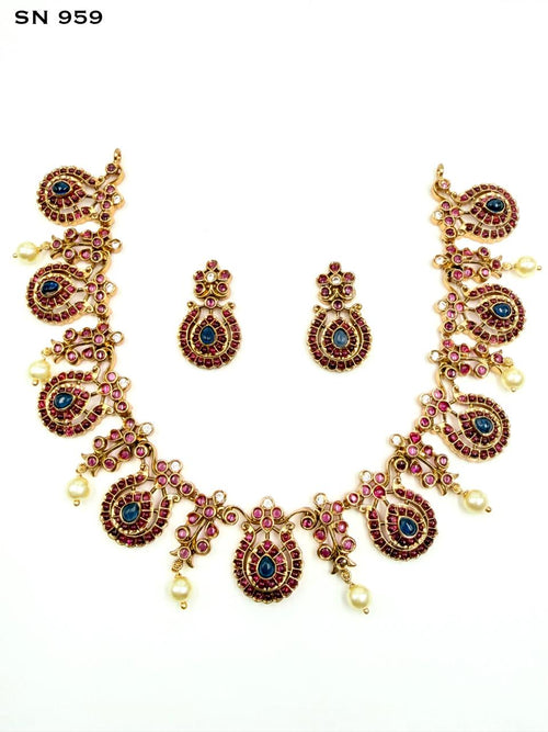 Antique Chandbali Cluster Necklace