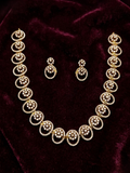 Circular Floral White Stone Necklace & Earrings Set