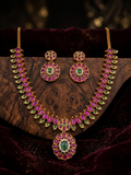 Oval cabochon floral necklace & earring set