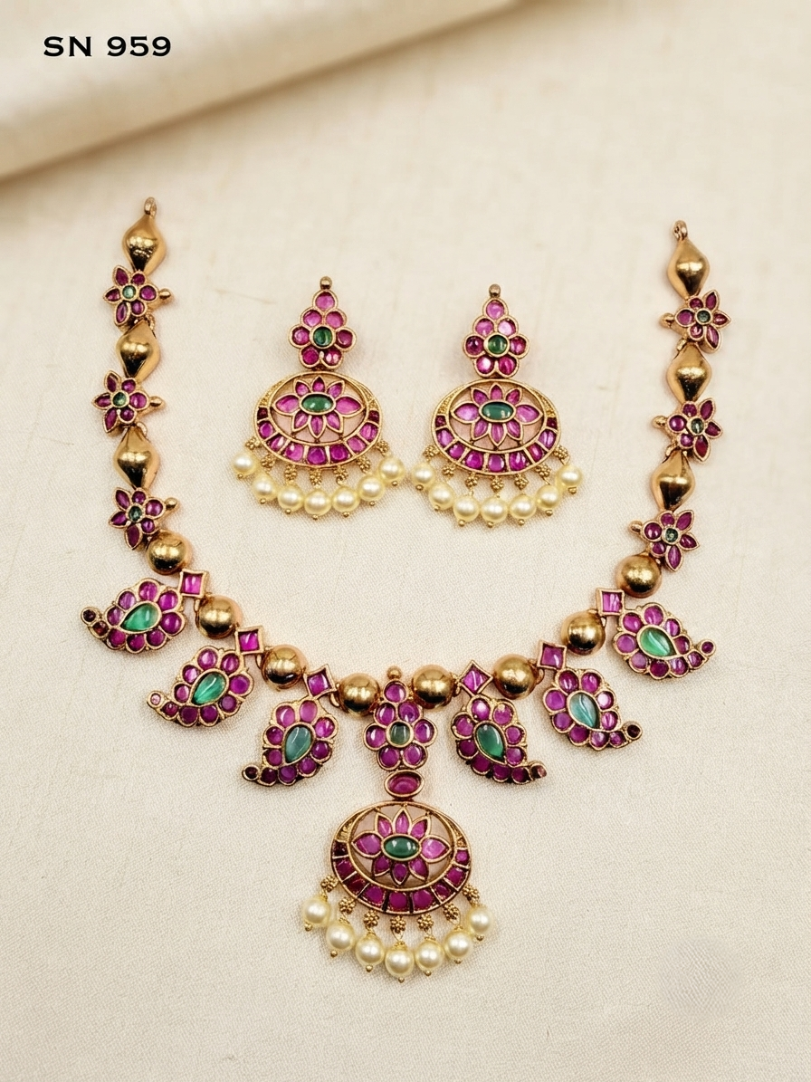 Chandbali Design Kundan Necklace Set
