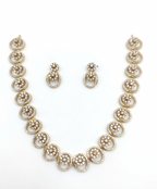 Circular Floral White Stone Necklace & Earrings Set