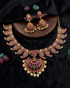 Ruby & emerald chandbali necklace set