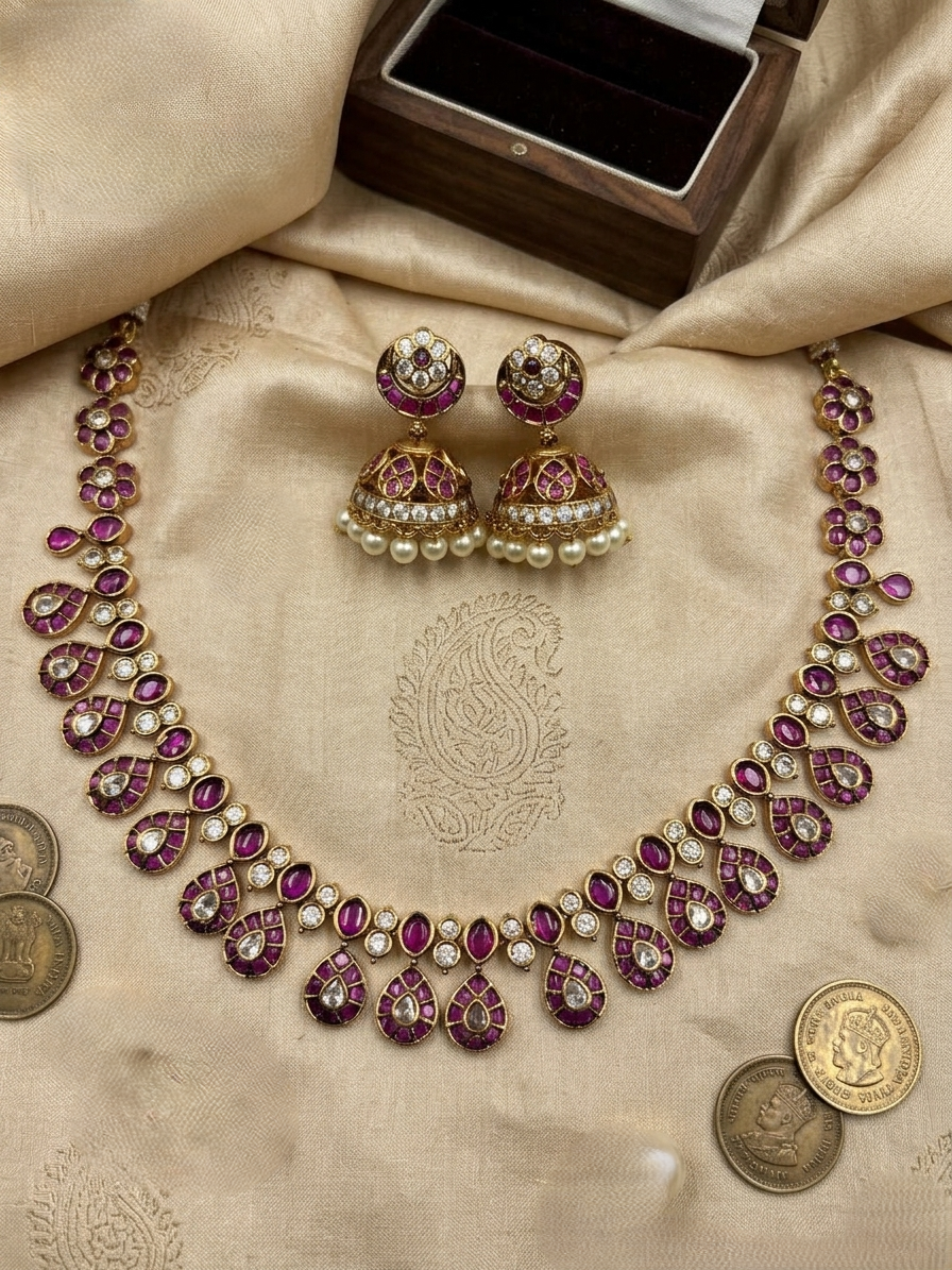 Guttapusalu Kundan Necklace Set