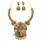 Royal Peacock Temple Necklace & Jhumka  Set