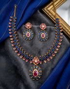 Oval cabochon floral necklace & earring set