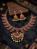 Ruby & emerald chandbali necklace set
