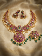 Ruby & Emerald Bridal Necklace Set with Pendant