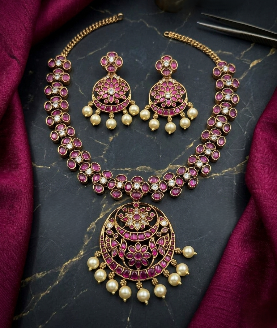 Floral Kundan Statement Necklace Set