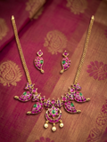 Crescent moon & floral necklace set