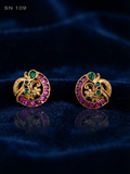 Peacock & Floral Round Stud