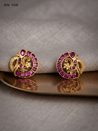 Peacock & Floral Round Stud