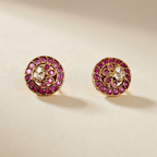Gold-Toned Round Kundan Stud