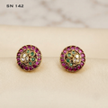 Gold-Toned Round Kundan Stud