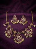 Medallion Necklace Set with Pearl Fringe