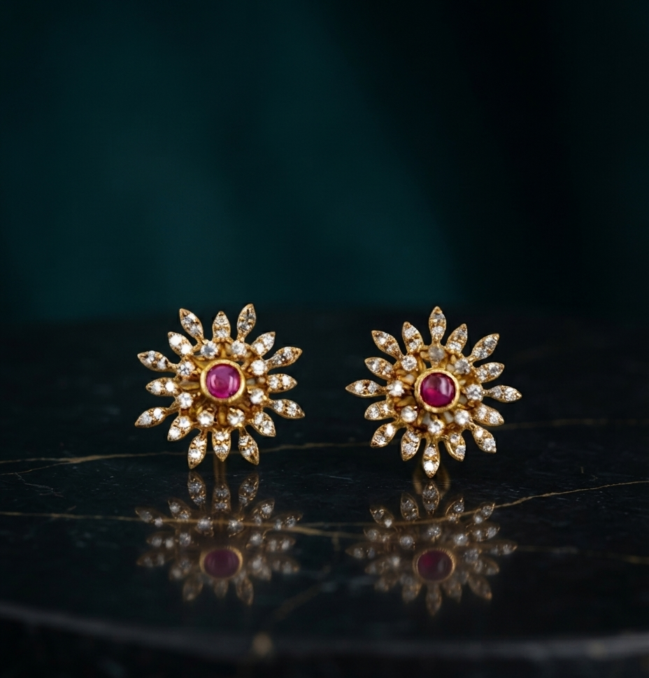 Sunflower Design Stud