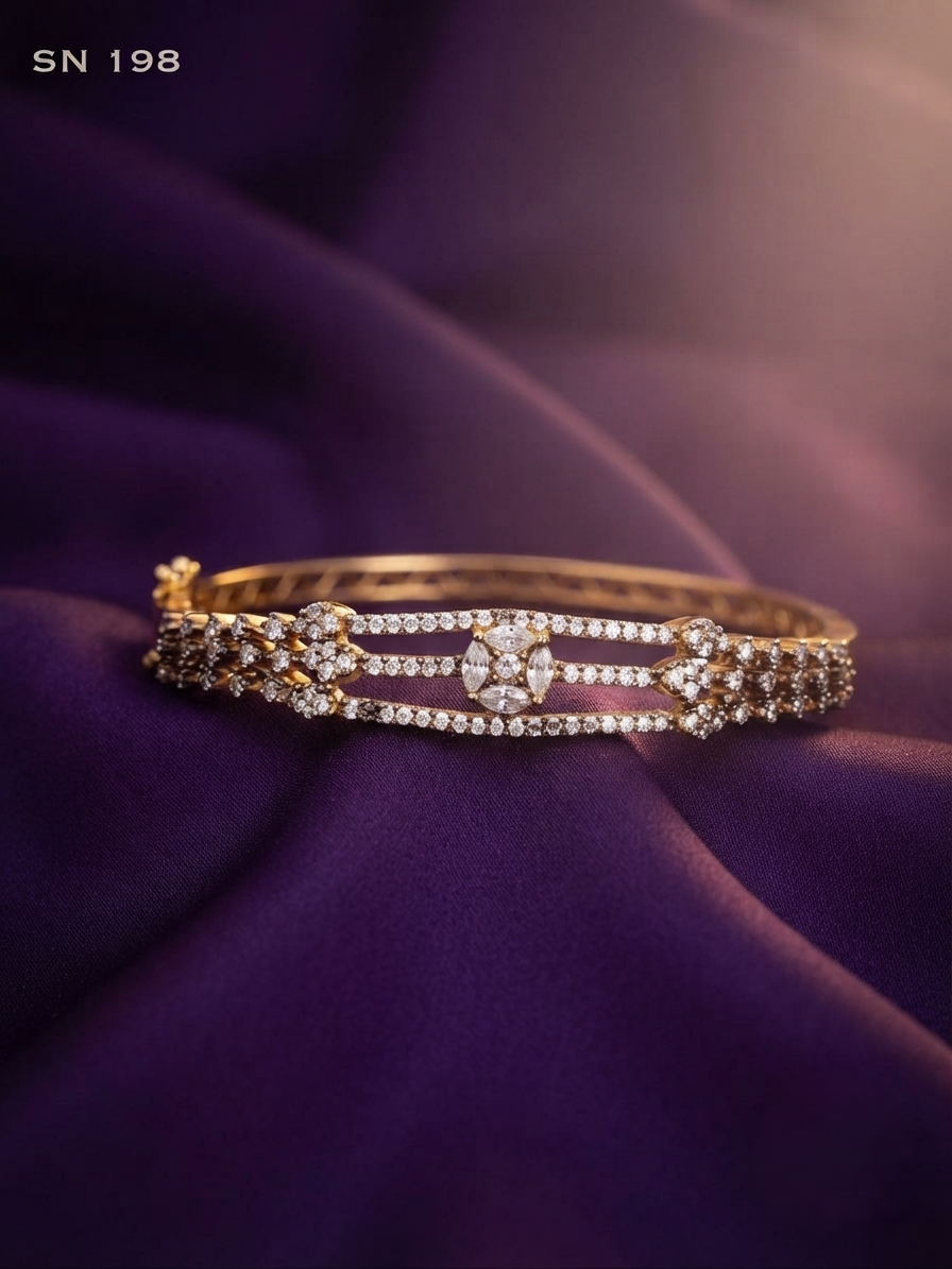 Sparkling Studded Bracelet with Marquise Centerpiece