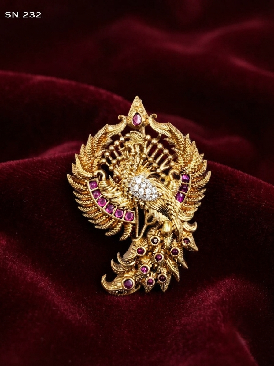 Antique Peacock Feather Pendant