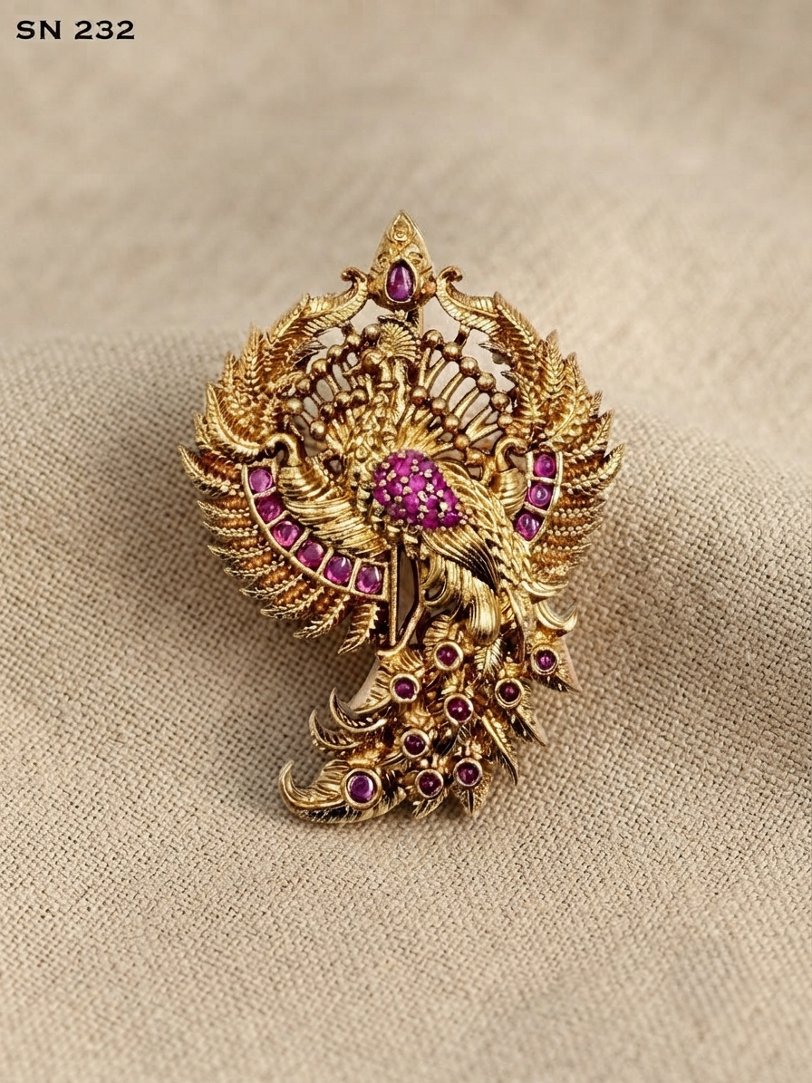 Antique Peacock Feather Pendant